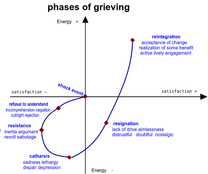 Biểu đồ do Bertrand Grondin phát triển dựa trên ý tưởng  về 5 trạng thái của nỗi buồn của Kübler-Ross